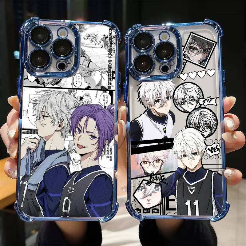 Ốp Điện Thoại Anime BLUE LOCK Cho IPhone 16 15 14 17 Pro Max Plus 17 Air 16E Mạ Túi Khí Silicon Sang