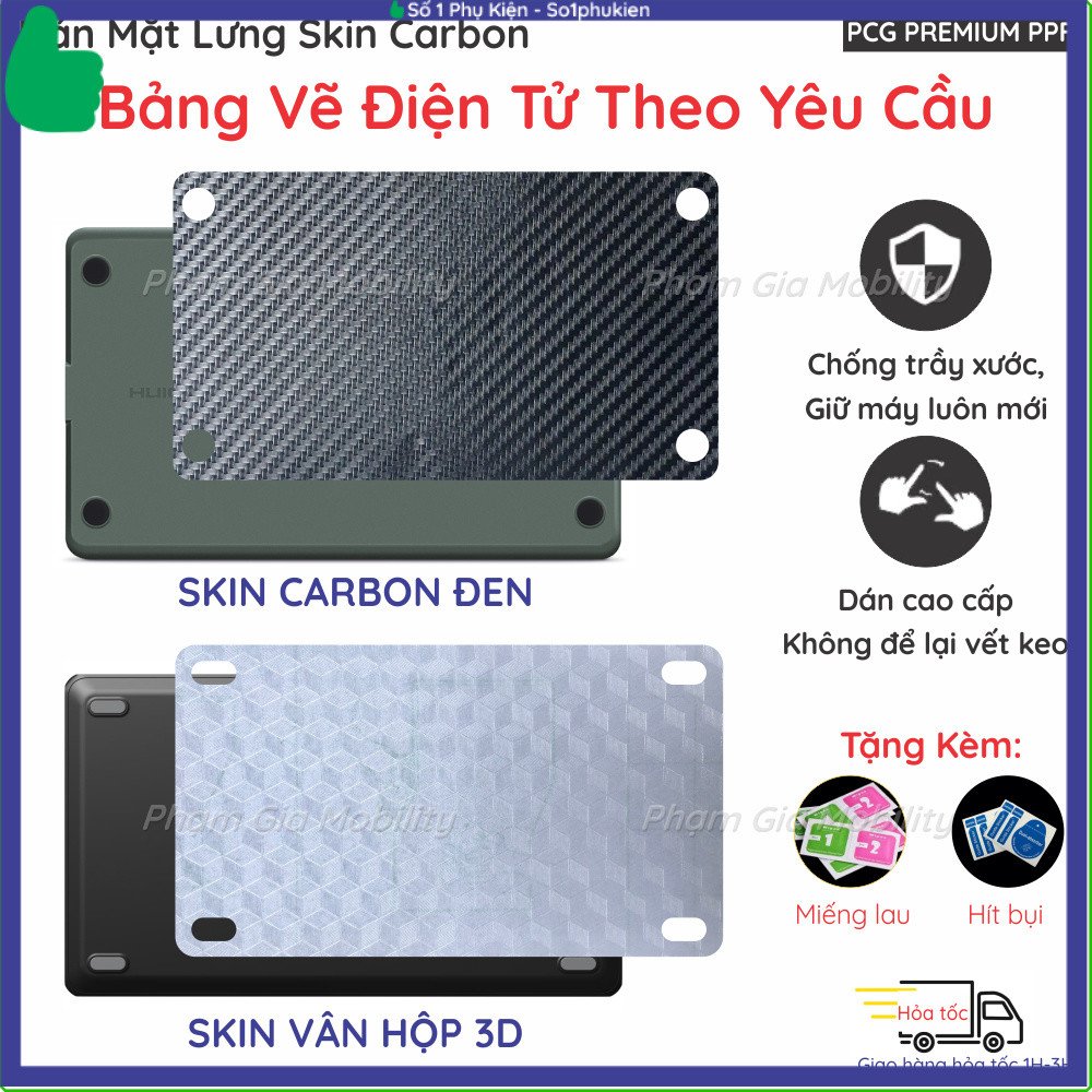 Dán Skin Carbon Mặt Lưng Bảng Vẽ Điện Tử XP Pen (XPPEN), Huion, Wacom, Gaomon, Ugee,... theo yêu cầu