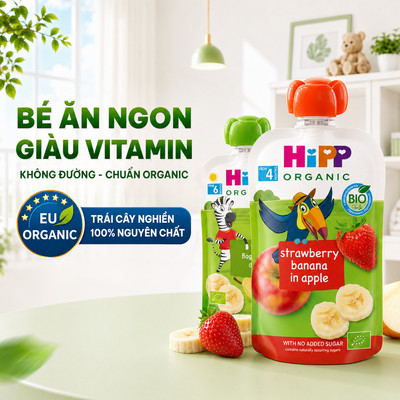 Dinh dưỡng 100% Trái cây nghiền Organic HiPPiS - Nhập khẩu Áo (100g /gói)