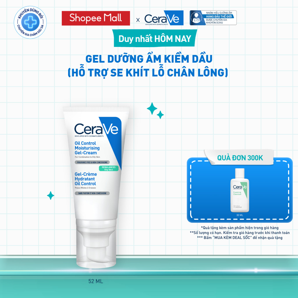 Gel dưỡng ẩm kiềm dầu 8H CeraVe Oil Control Gel-cream 52ml