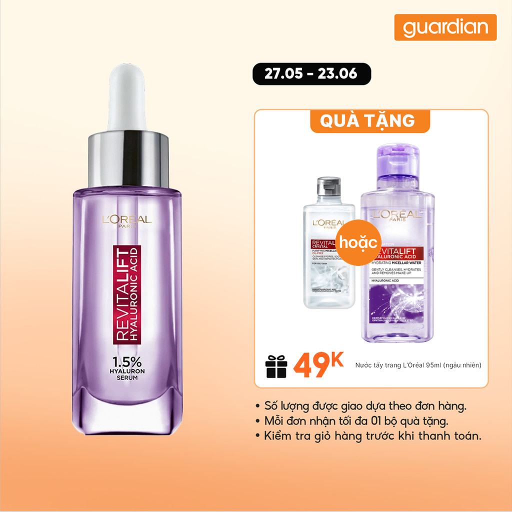 Serum Siêu Cấp Ẩm Sáng Da  L'Oréal Paris Pure Hyaluronic Acid 1.5% 30ml