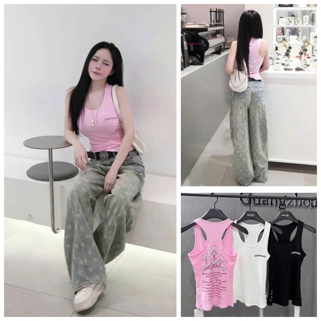 [Follow shop nhận mã 10k] Áo thun 3 lỗ hoạ tiết chữ thập Meo Meo Shop AP1020