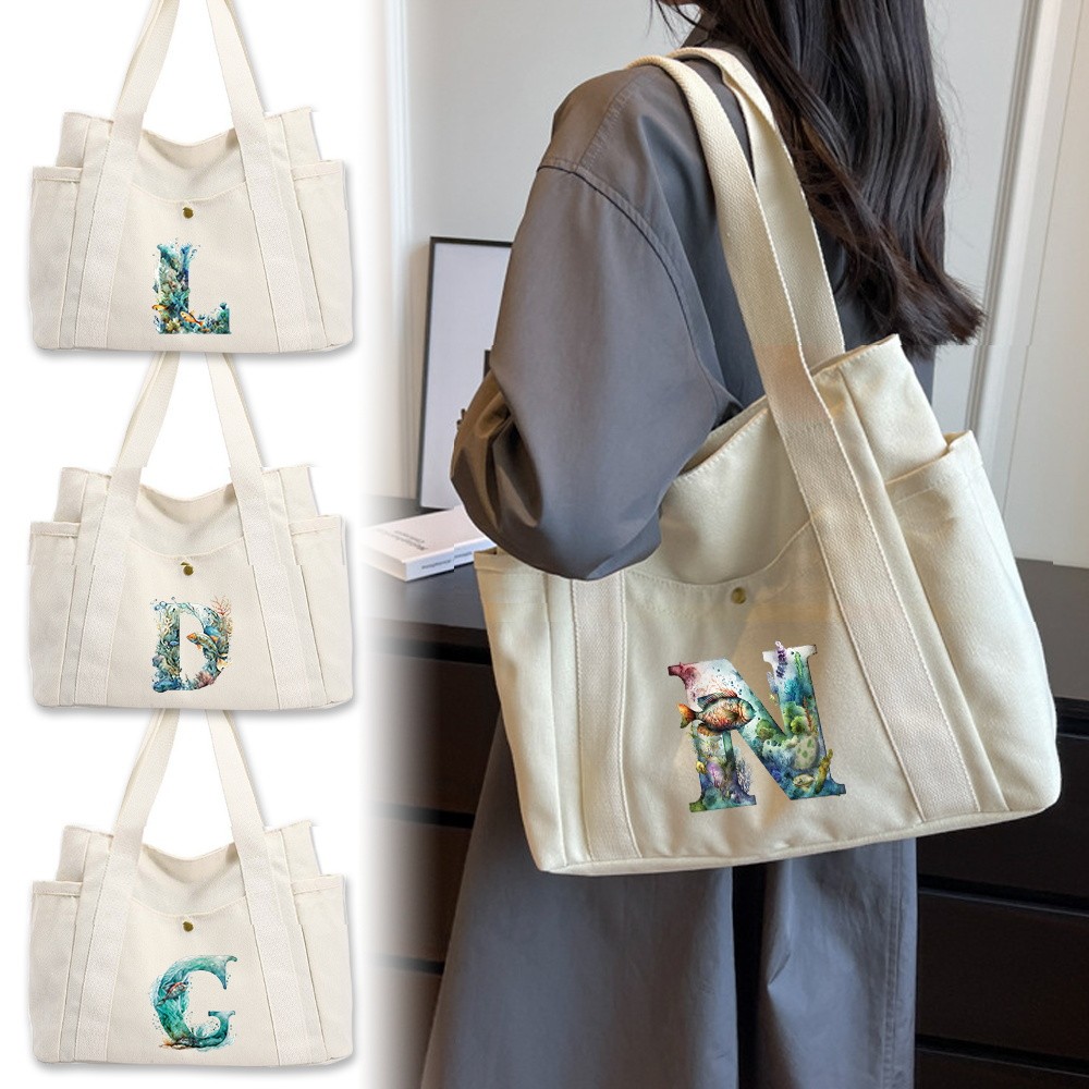 HOT Zipper bag handbag canvas shoulder bag for women shoulder bag zipper shopping bag fish  bag