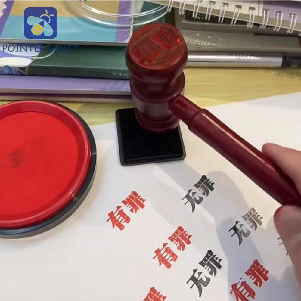 POINTER LIMIT Judge Stamp Hammer, Inkpad Tool Toy Búa Gỗ, Nhập Vai Đồ Chơi Di Động Gỗ Đỏ Mini Judge 