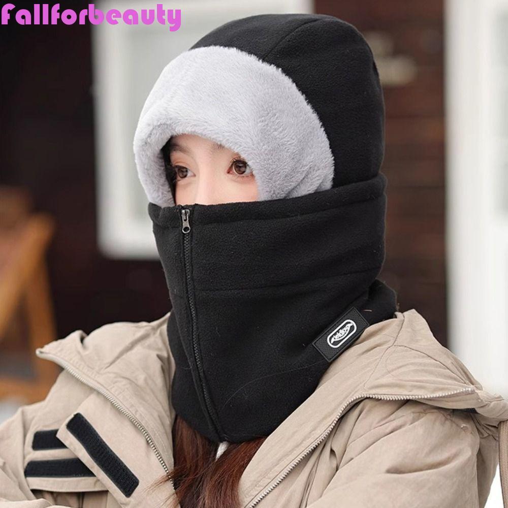 FALLFORBEAUTY Khăn quàng cổ sang trọng, Mũ trùm đầu dày mùa đông Balaclavas, Thời trang ấm cổ Furry 