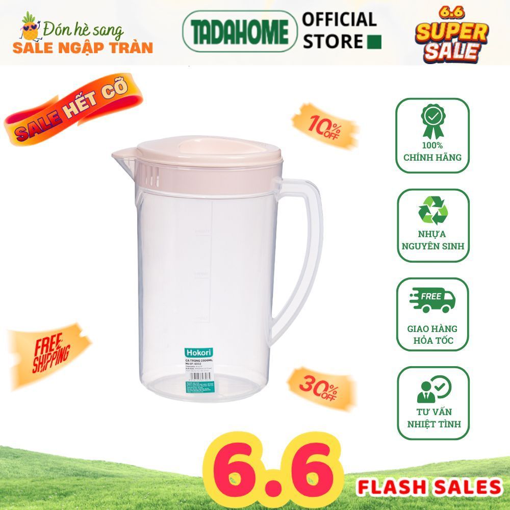 Ca Đựng Nước, Bình Nước Nhựa Trong 2.5L Việt Nhật 6052 Có Nắp Đậy - TADAHOME