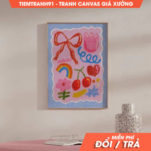Tranh treo tường, Colorful Abstract Wall Art,Abstract Wall Art, Acrylic Art, Printable Art, tặng kèm