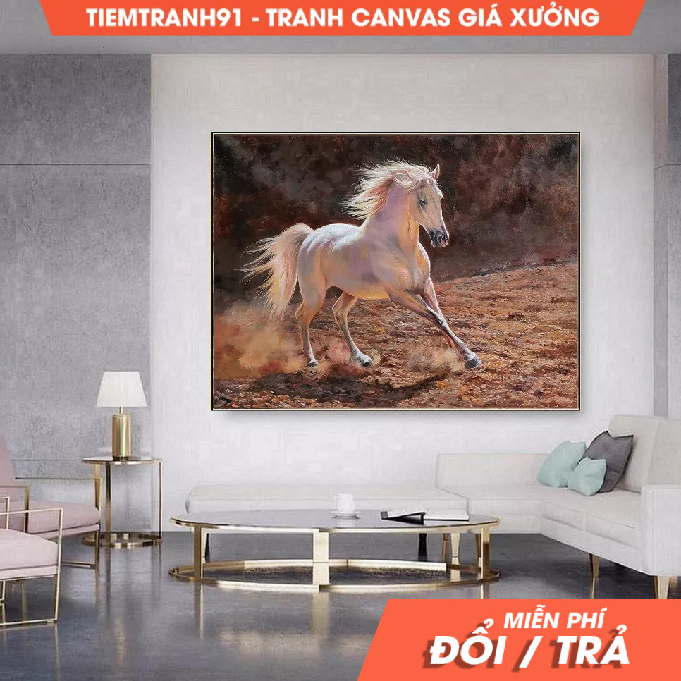 Tranh treo tường, Horse Oil Painting Original Brown Horse Painting Horse Decor Large Canvas Art Larg