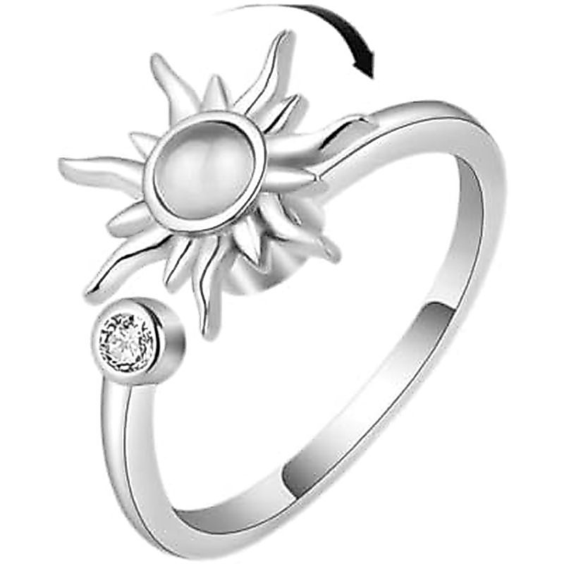 ng Anxiety Spinner Ring Open Adjustable Sunflower Star Moon Windmill Butterfly Rings Daisy Stress Re