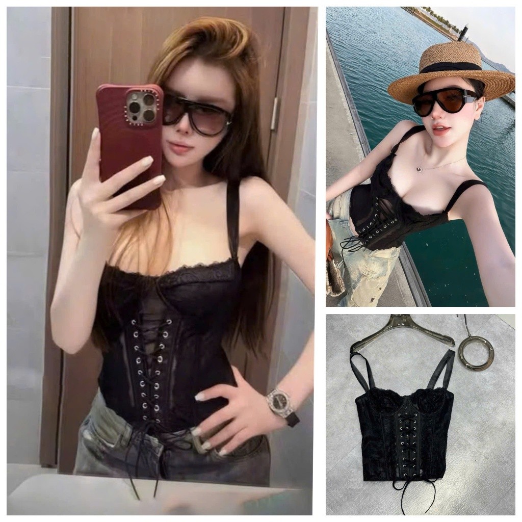 [Follow shop nhận mã 10k] Áo cup 2 dây corset ren Meo Meo Shop QCCC AC0005