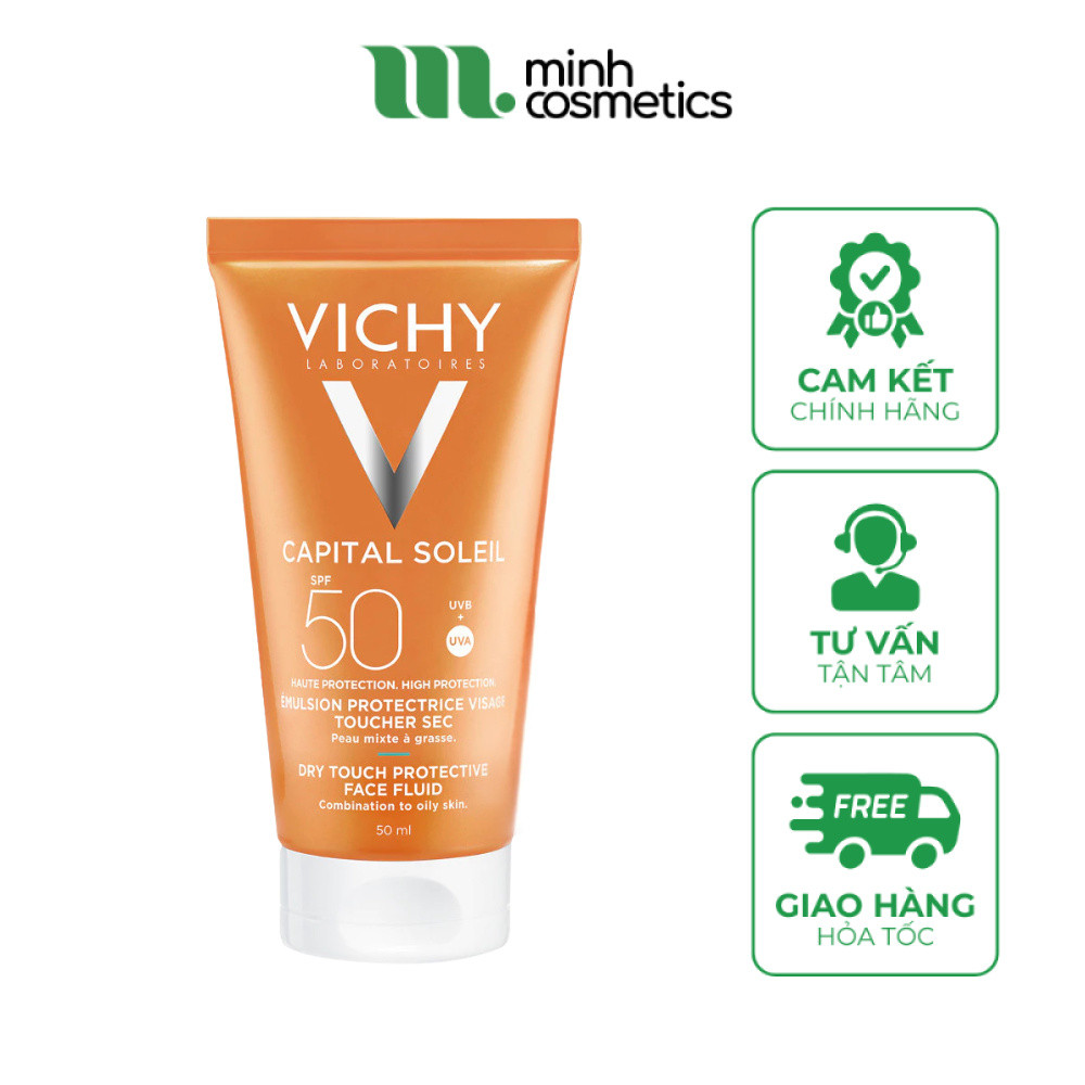 Kem Chống Nắng Vichy Capital Soleil Dry Touch SPF50 Kiềm Dầu Cho Da Dầu Nhạy Cảm 50mL