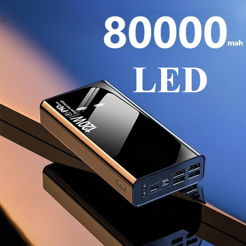 LED sạc dự phòng pin 50000mAh 80000mAh sạc nhanh pin 120W dung lượng lớn có sẵn nhiều dây sạc