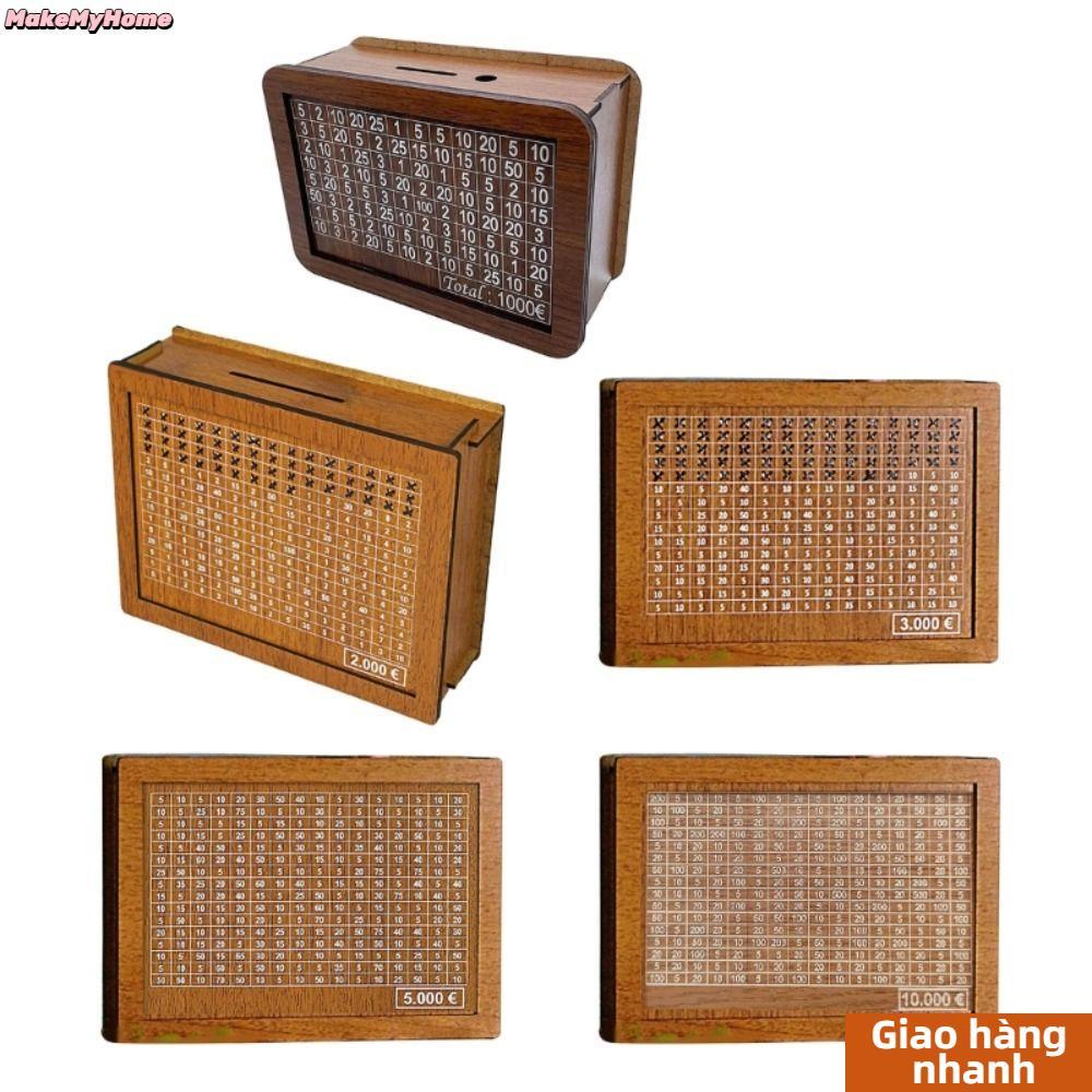 [VN Local] MAKEMYHOME Piggy Bank, gỗ có tiết kiệm tiền Hộp đựng tiền, Hộp tiết kiệm tiền có thể tái 