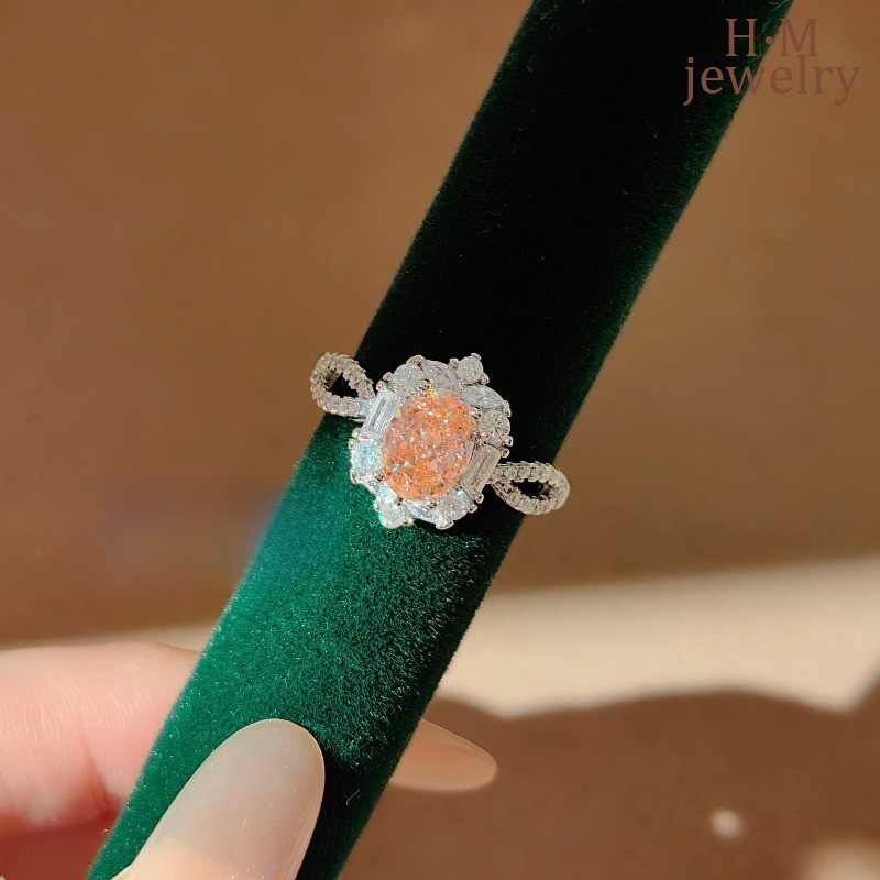 Ice Flower Cut Paparazzi Sunset Orange Morgan Diamond Pigeon Egg Ring