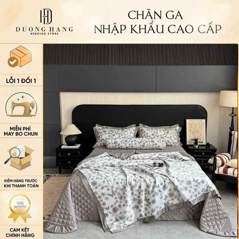 BST Xuân Hè 2026 - Bộ chăn ga TRẦN PHỦ Cotton Lụa Mark Jacob (Set 5 món) - DH Bedding Store