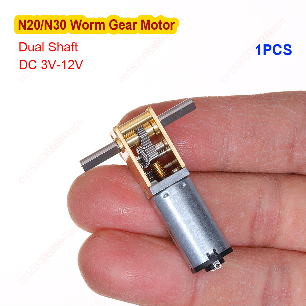 Mini N20 N30 Worm Gear Motor Động Cơ Trục Dọc 90 Độ Giảm Tốc Động Cơ DC 3V-12V 16RPM-762RPM Full Kim