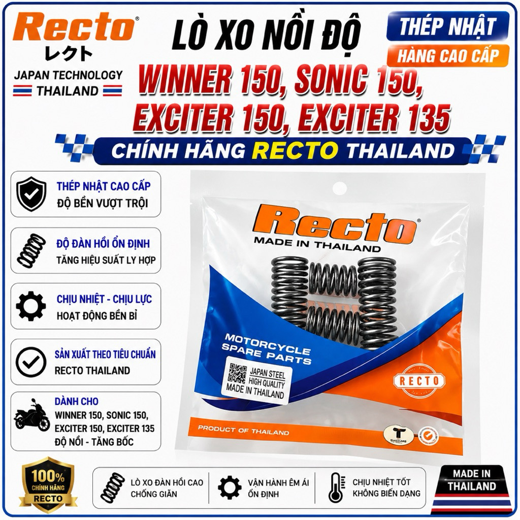 Lò Xo Nồi Độ Winner 150,Sonic 150,Exciter 150,Exciter 135 [Thép Nhật] Hàng Cao Cấp Chính Hãng Recto 