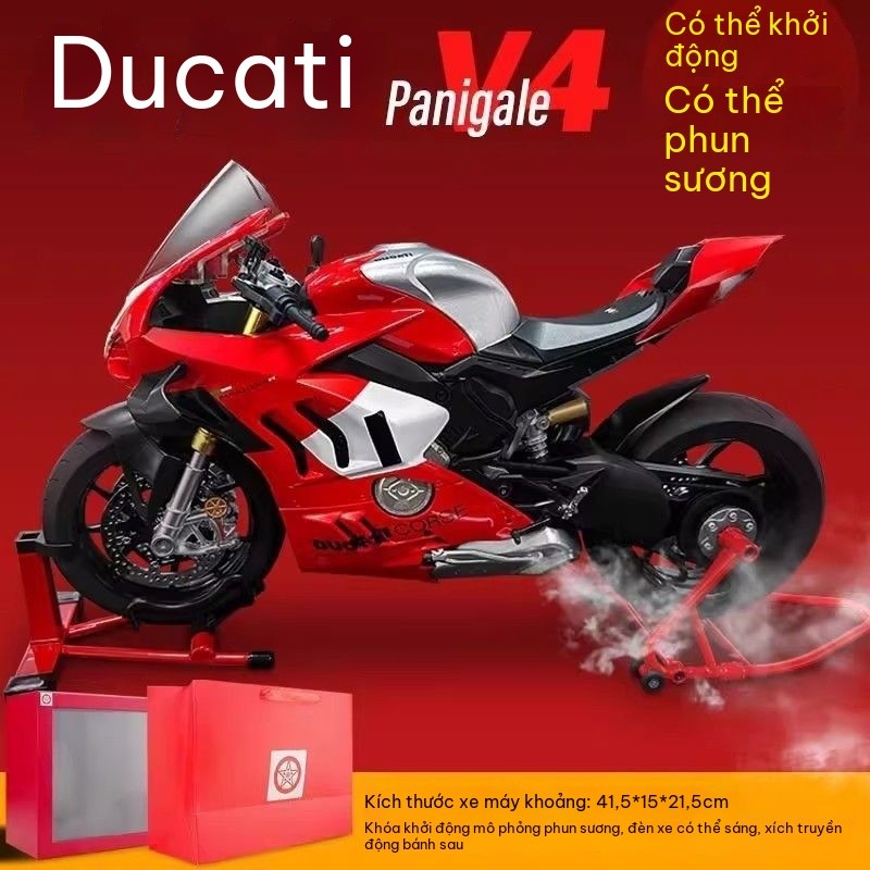 Mô hình xe máy Ducati Panigale V4 1:12 Hợp Kim Cao Cấp Có Khởi Động Phun Sương Đèn Sáng Tiếng Động C