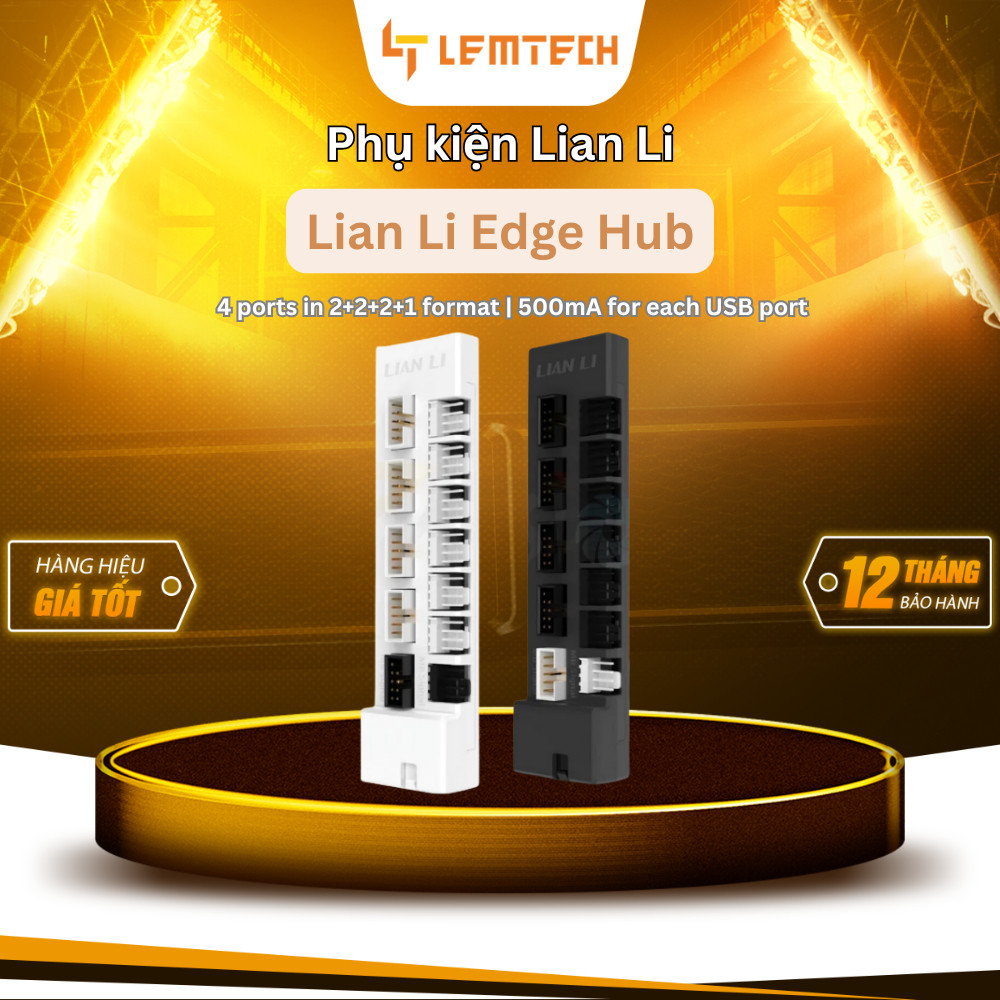 Bộ Hub chia cổng Lian Li EDGE HUB - 4 cổng USB 9 Pin và 6 cổng 4Pin PWM - Chính hãng