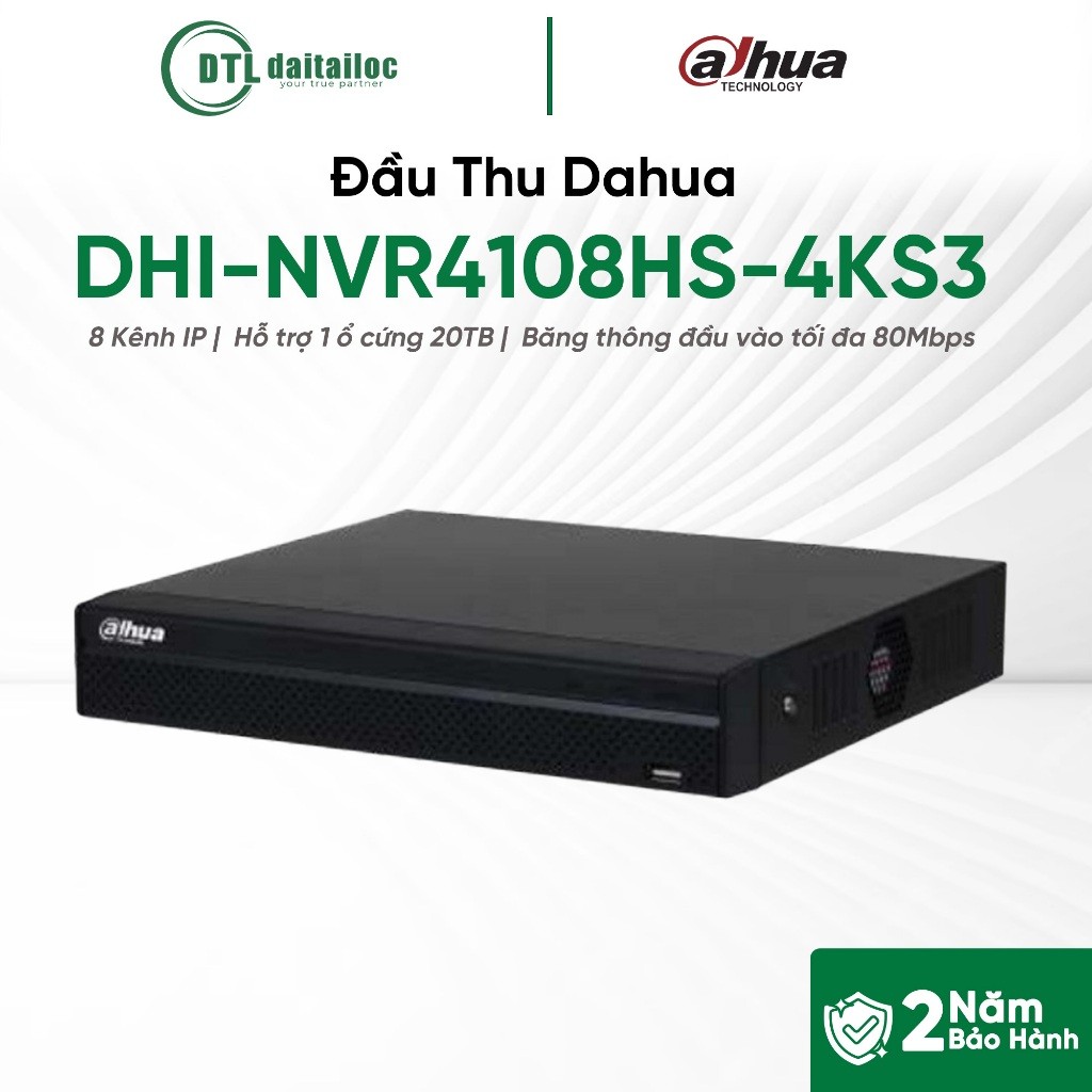Đầu Thu Dahua DHI-NVR4108HS-4KS3 (8 Kênh/ IP/1 Ổ Cứng Tối Đa 20TB) | Chính Hãng | Bảo Hành 24 Tháng
