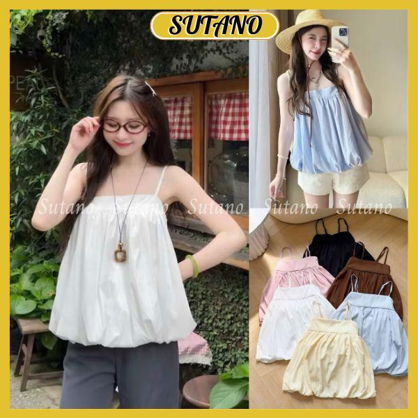 Áo 2 dây bí phồng có dây điều chỉnh dáng babydoll , áo 2 dây đi biển mùa hè chất gió nhăn cao cấp A17 SUTANO | BigBuy360 - bigbuy360.vn