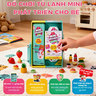 ZURU Mini Tủ Lạnh Đồ Chơi, mô phỏng thực phẩm đa dạng, đồ chơi chơi nhà cho bé, rèn luyện tư duy sáng tạo trẻ nhỏ