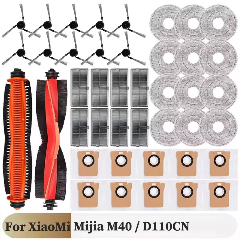 Xiaomi Mijia M40 / D110CN Robot Hút Chân Không Phụ Kiện Bàn Chải Bên Chính Bộ Lọc Hepa Cây Lau Vải T
