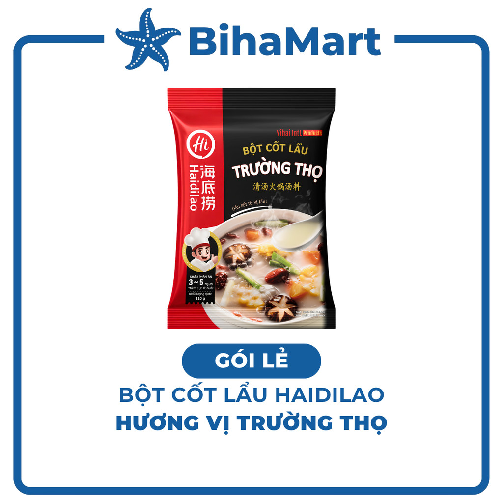 GÓI LẺ - HAIDILAO Bột cốt lẩu Haidilao vị Trường thọ, bột cốt lẩu Trường thọ Haidilao, gia vị cốt lẩ