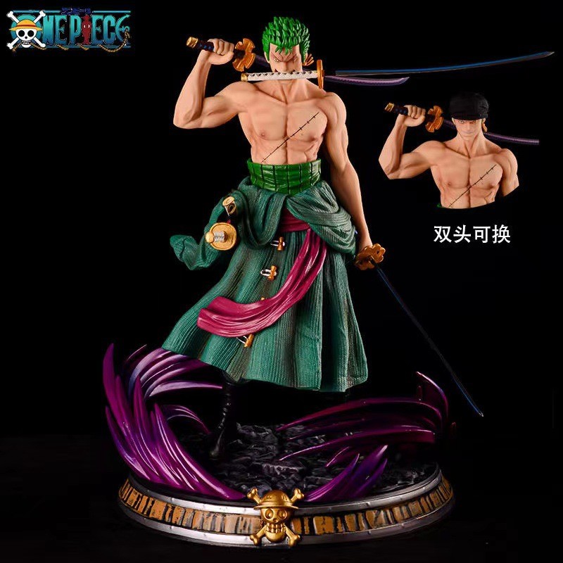 0UUQ One Piece figure Dream Zoro with two heads, desktop ornament, large-scale anime model