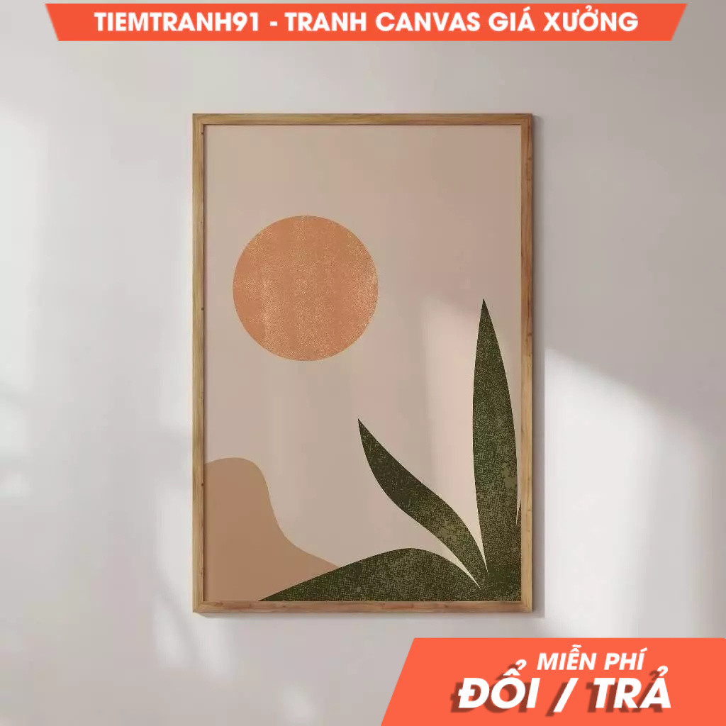 Tranh treo tường, Bohemian Landscape Desert Sunset Scene Earthy Tones Palette Abstract Nature Scene 