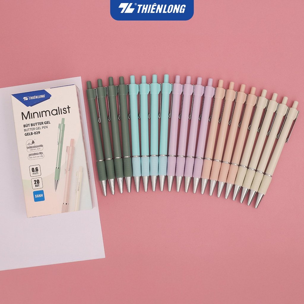 Combo Bút gel B - Minimalist Butter Gel Thiên Long - Premium tip - Mực Xanh - Màu thân ngẫu nhiên