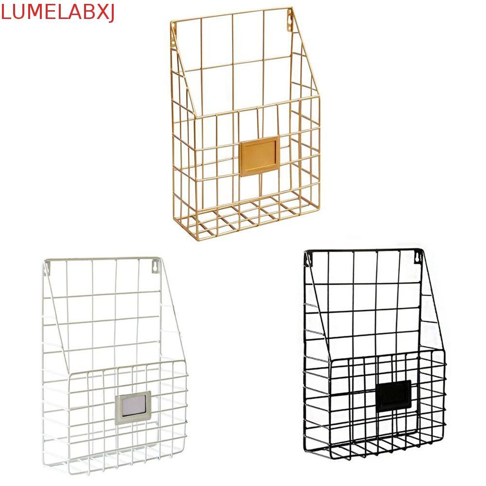 LUMELABXJ Magazine File Holder, Tay cầm bằng lưới kim loại Hộp đựng thư, Tấm nhãn treo tường di động