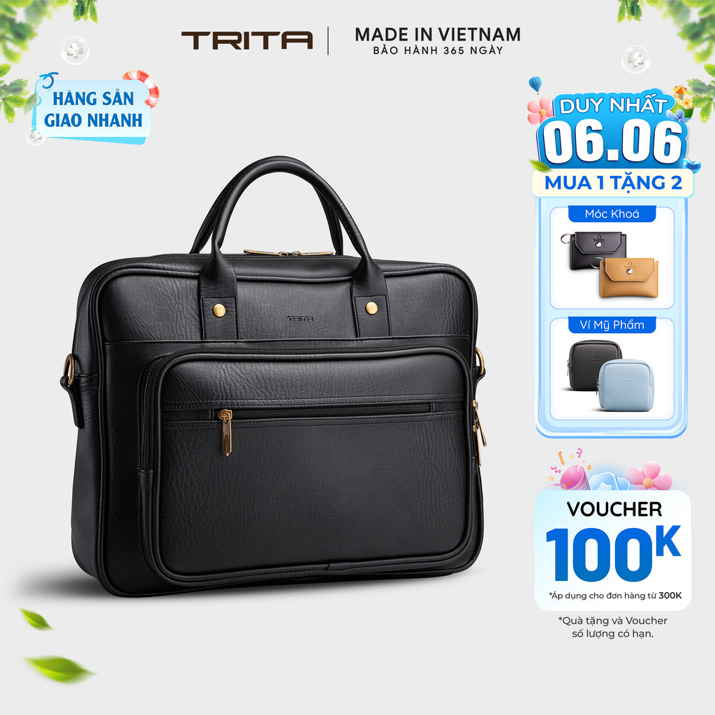 Cặp công sở Trita (Thời trang nam đựng vừa laptop 14.6 inch - Cặp da TCA5) Bagsmart