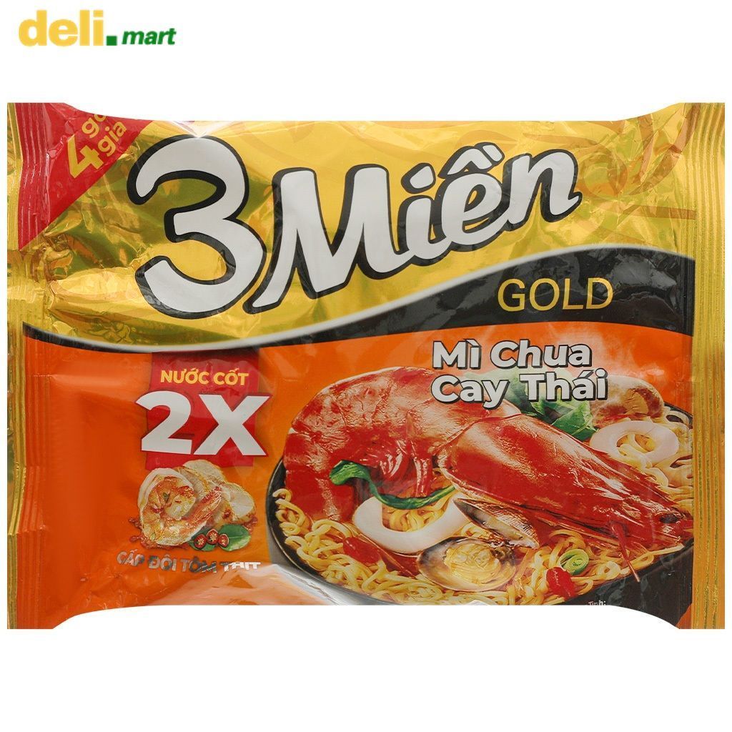 Combo 5 gói Mì Ba Miền Gold chua cay thái gói 75g