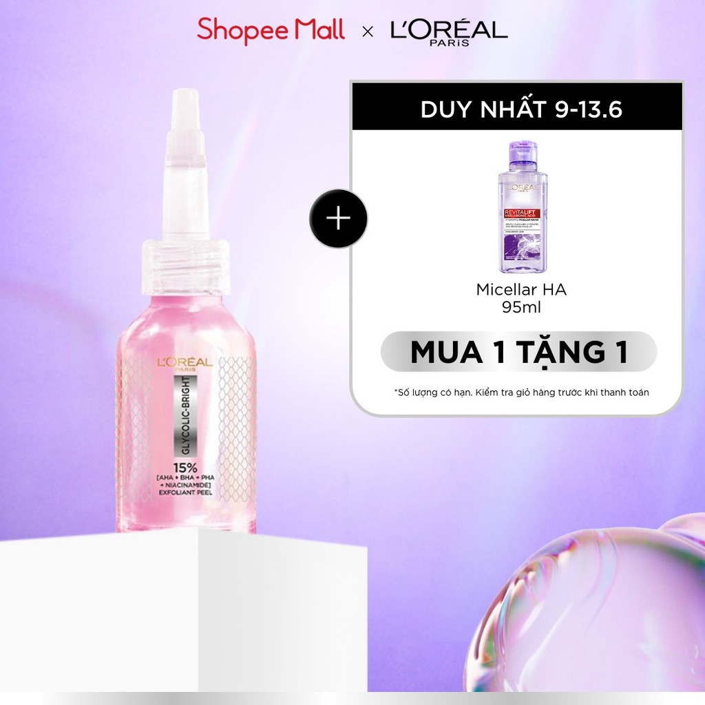 Dưỡng chất làm sạch tế bào da chết Glycolic-bright Anti-dark Spot Exfoliant Peel L’oréal Paris 25ml
