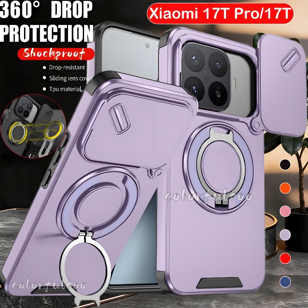 Ốp Điện Thoại Giáp Chống Sốc Cho Xiaomi 17T 15T Pro 15TPro 17TPro 5G 2026 Kéo Trượt Bảo Vệ Ống Kính 