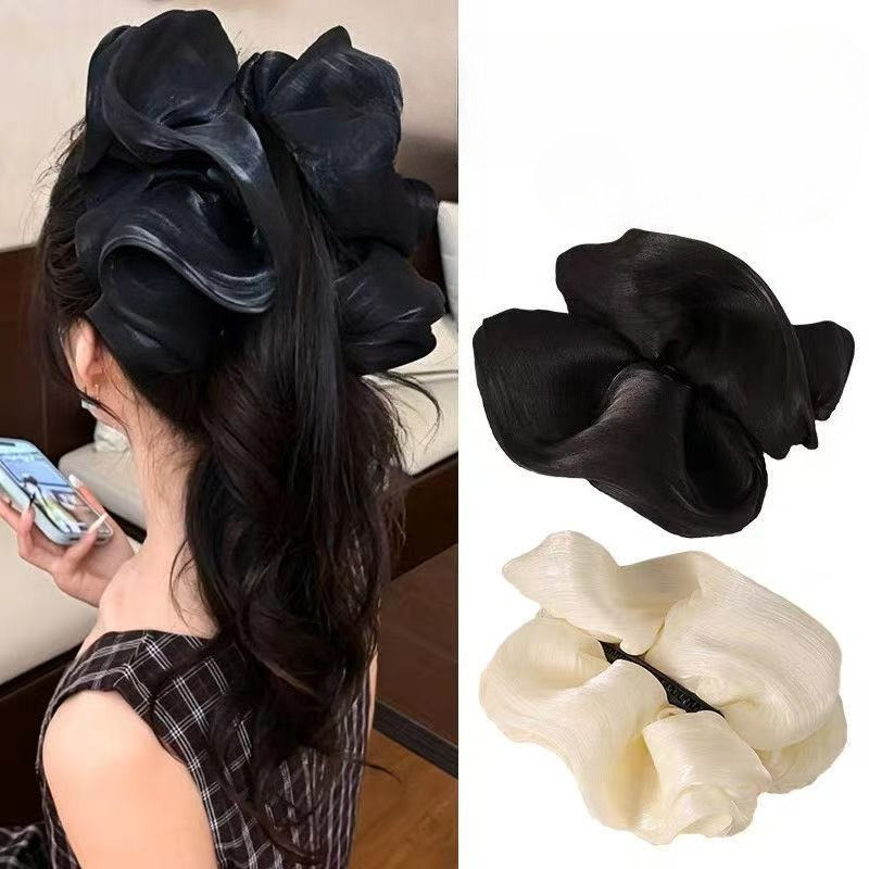 Kẹp đuôi ngựa viền nấm quá khổ Sợi sáng Scrunchy Banana Clip