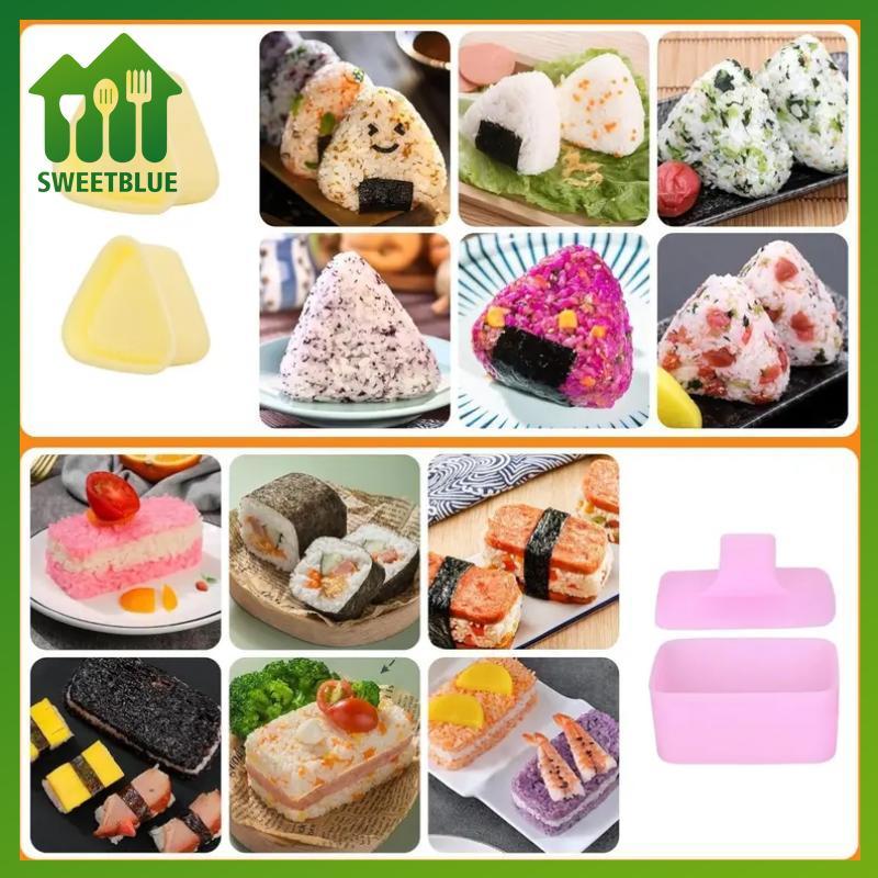 SWEET Onigiri Mold 6 Pa Musubi Press Mold Kit, 2 Musubi Maker, 2 muôi cơm, 2 bánh gạo hình tam giác 