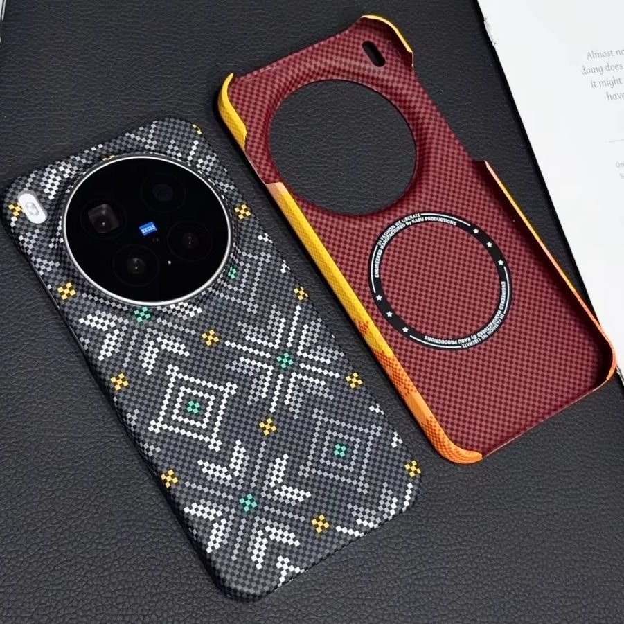 Kết cấu sợi Carbon Kevlar không khung nhựa cho vỏ điện thoại từ tính cho VIVO X300 S Ultra Pro Vỏ bả