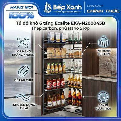 [GIAO LẮP TPHCM] Tủ đồ khô 6 tầng Ecalite EKA-N200045B / EKA-N200060B - Thép carbon, phủ Nano 5 lớp