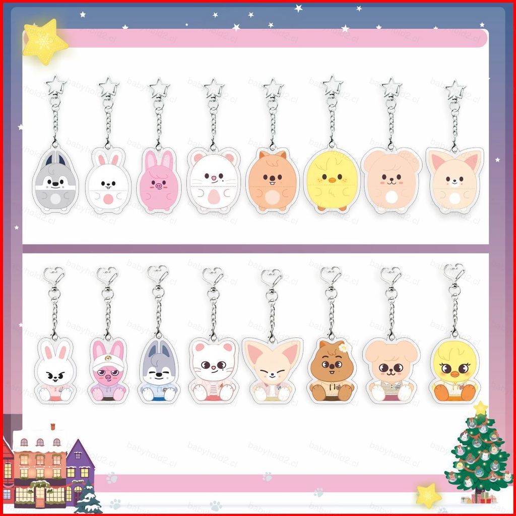 BH2 Stray Kids Acrylic Móc Khóa Giáng Sinh SKZOO Mặt Dây Chuyền Hoạt Hình Túi Phụ Kiện Ngôi Sao Ngoạ