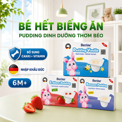 Pudding ăn dặm Burine Các Vị (Vỉ 6 Hũ x 50g)