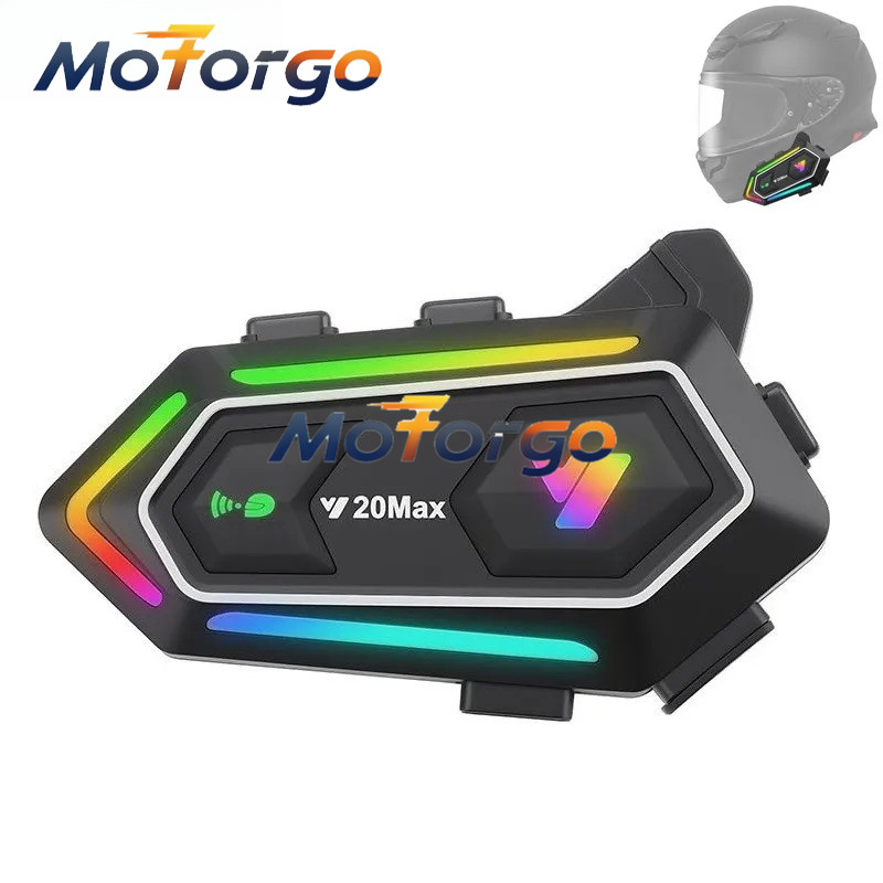 Tai nghe mũ bảo hiểm xe máy Y20 MAX Liên lạc Bluetooth Ánh sáng đầy màu sắc với trộn tai nghe đi xe 