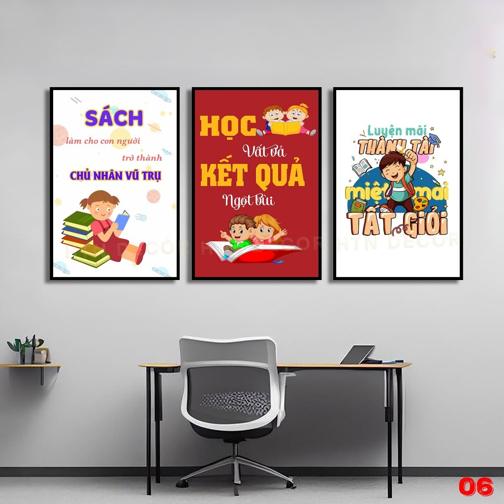 COMBO 3 Tranh Slogan Lớp Học, Tranh Treo Trang Trí Trường Học, Tranh Động Lực Phòng Học, Lớp Học22