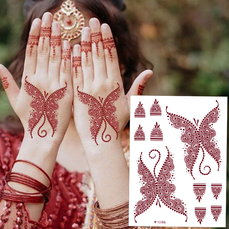 Nâu Henna Ren Hình Xăm Miếng Dán Vermilion Hoa Ấn Độ Henna Hình Xăm Hình Xăm Henna260601