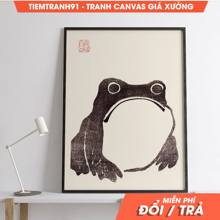 Tranh treo tường, Japanese Wall Art, Japanese Frog Painting, Frog Poster, Traditional Vintage Art, J