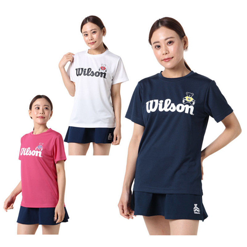 Mới Nhật Bản Chính Hãng Daigou WILSON WILSON Cầu Lông / Áo Tennis Tay Ngắn Nữ Chính Hãng Gấu