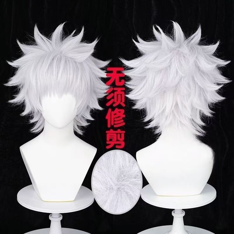 Jecarden Killua Zoldyck Cosplay Tóc Giả Hunter x Hunter Bạc Xám Chịu Nhiệt Tổng Hợp Tóc