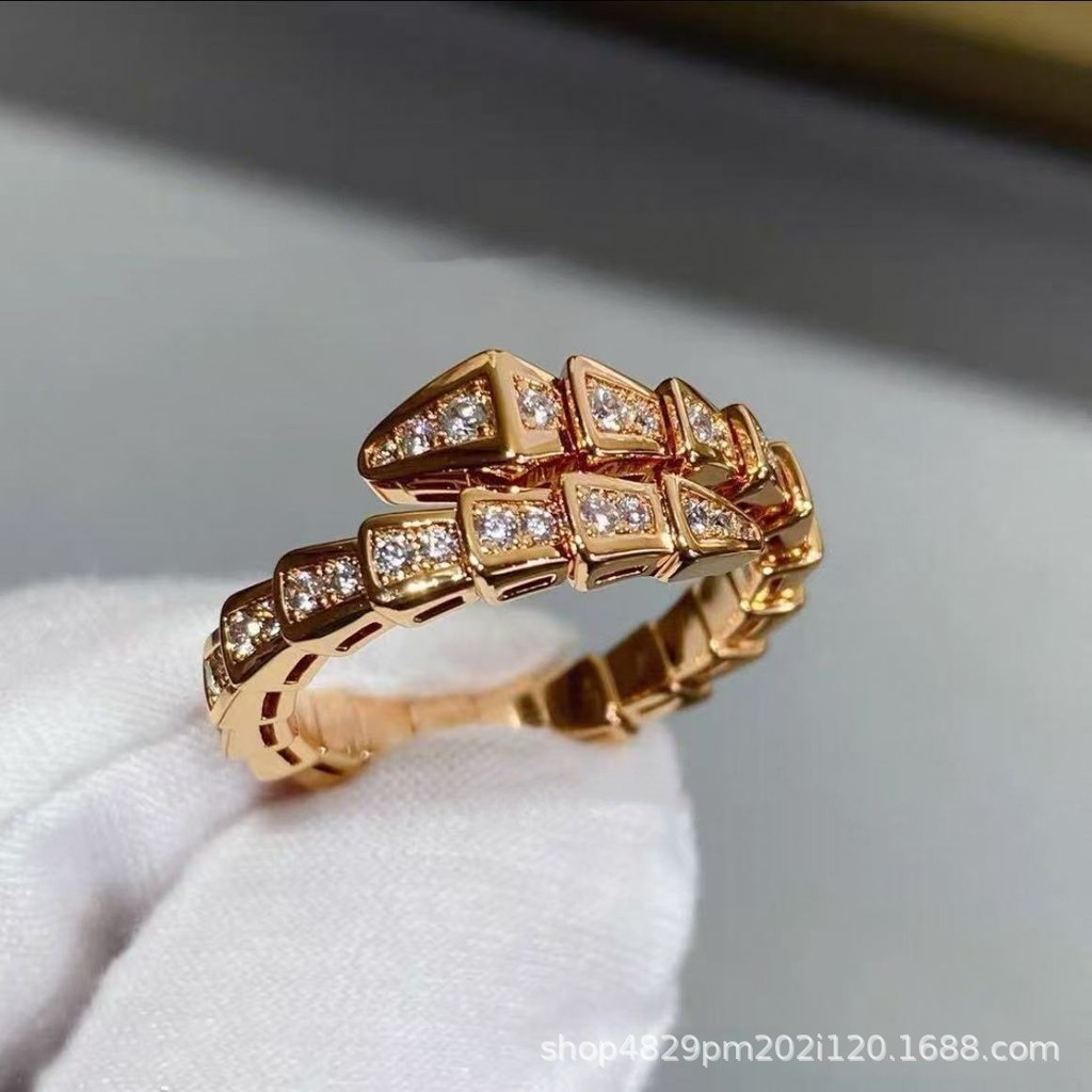 NDCP Snake for Women, Full Diamond Spring Snake Bone Ring, Unisex Couple's Ring, Snake-Shaped Index 