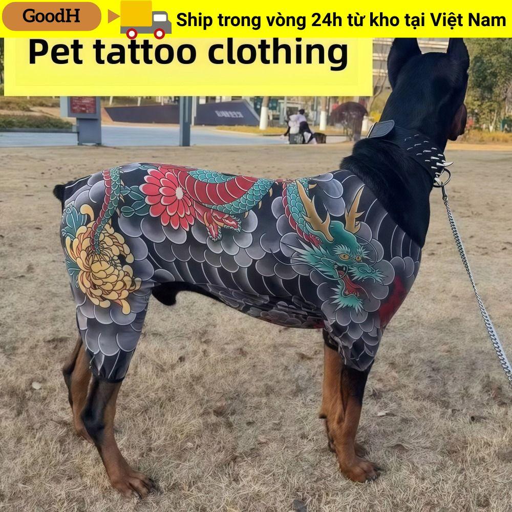GOODH Dog Cat Tattoo Jacket, Áo Vest hình xăm thú cưng bốn mùa sống động như thật, Sáng tạo mát mẻ v